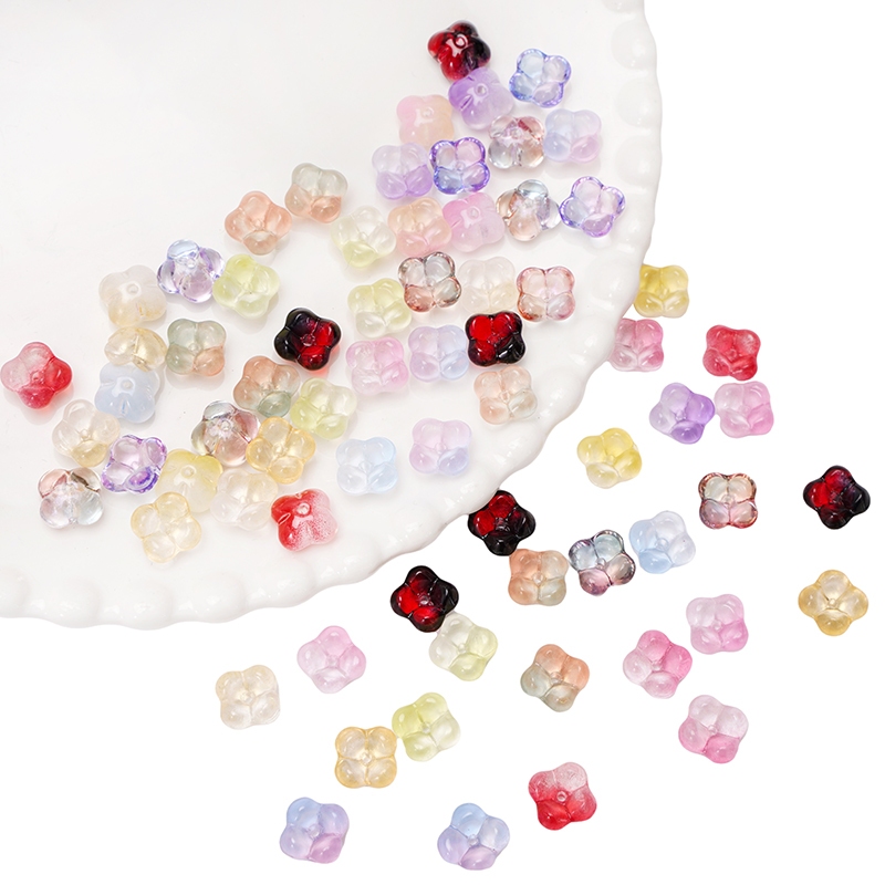10/30 ชิ้น 10 มิลลิเมตร Handmade ดอกไม้ที่มีสีสันรูปร่างแก้วหลวม Spacer ลูกปัด Charm สําหรับสร้อยข้อมือจี้ต่างหู DIY Jewerlry ทํา