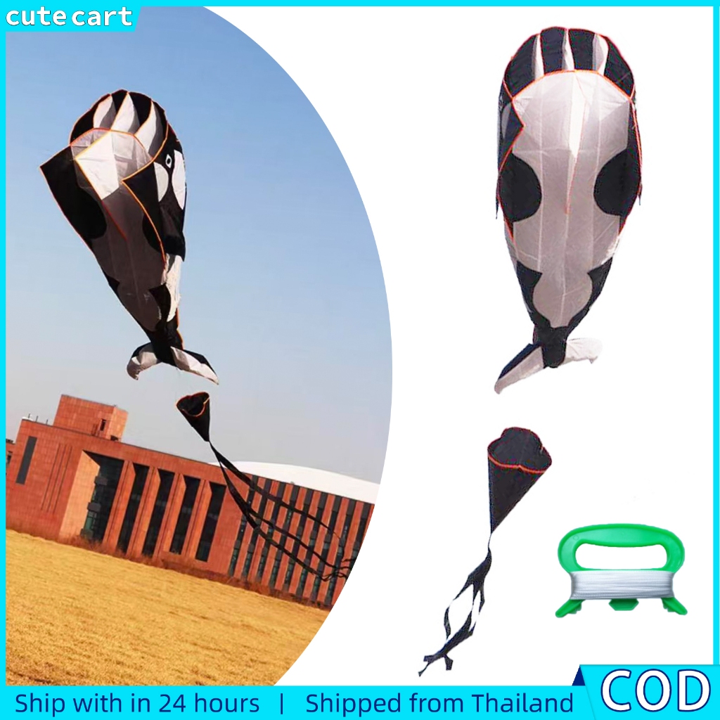 Premium Killer Whale Soft Parafoil Kite - 2.1m Professional Large Orca Kite, Giant Sea Animal Kite สําหรับลมสูง, ของเล่นกลางแจ้งคุณภาพสิทธิบัตร, ว่าวทนทานสําหรับเกมกลางแจ้งครอบครัว