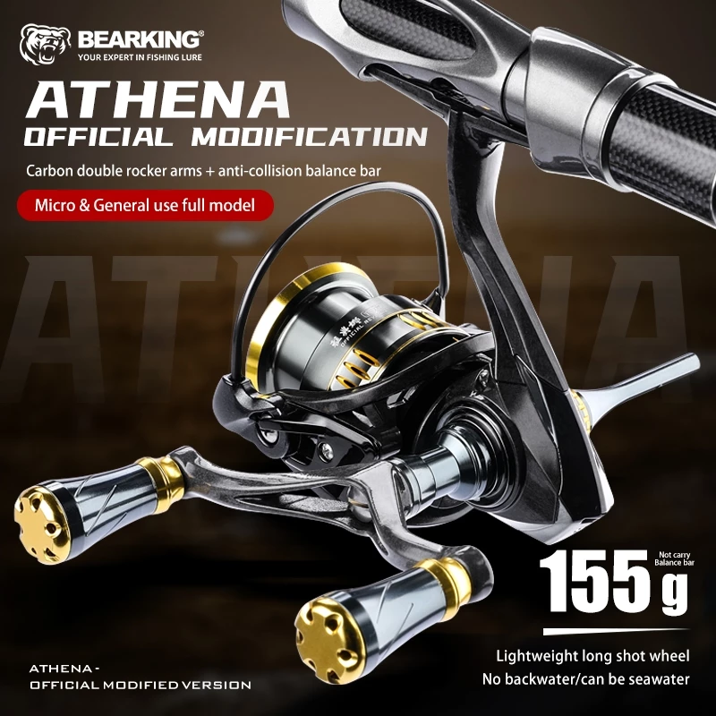 BEARKING ATHENA-RS Spinning Reel 6 + 1BB Long Casting Double Handle พร้อม Balance Rod Universal กันน้ําน้ําจืดน้ําเค็ม Reel