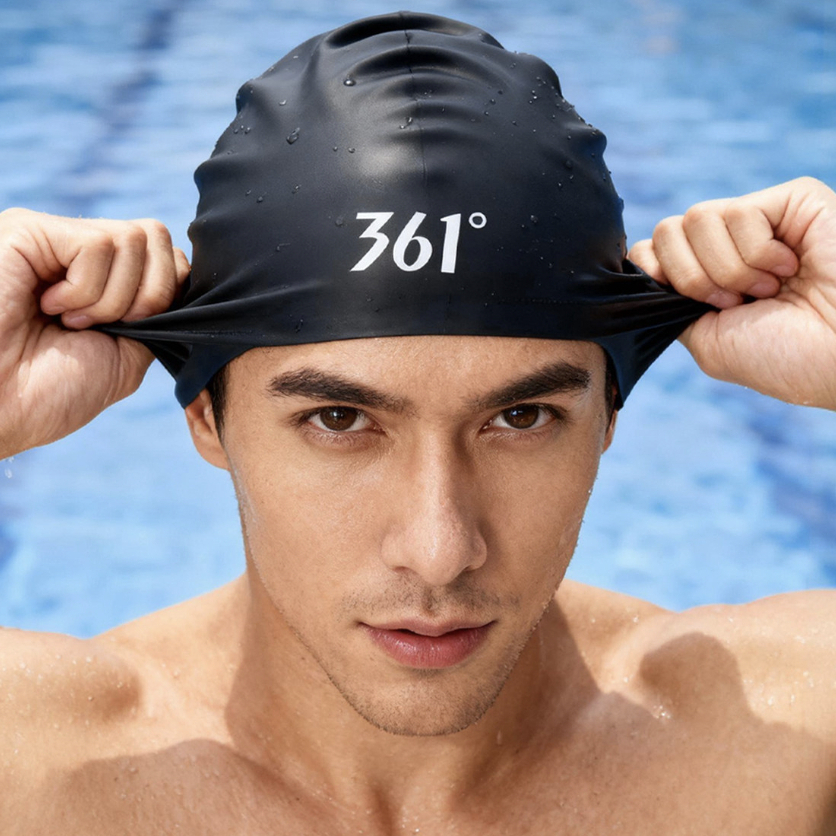 361 องศา หมวกว่ายน้ําผู้ใหญ่ ไม่จํากัดเพศ-ผู้ใหญ่ ซิลิโคนโลโก้เรียบง่าย