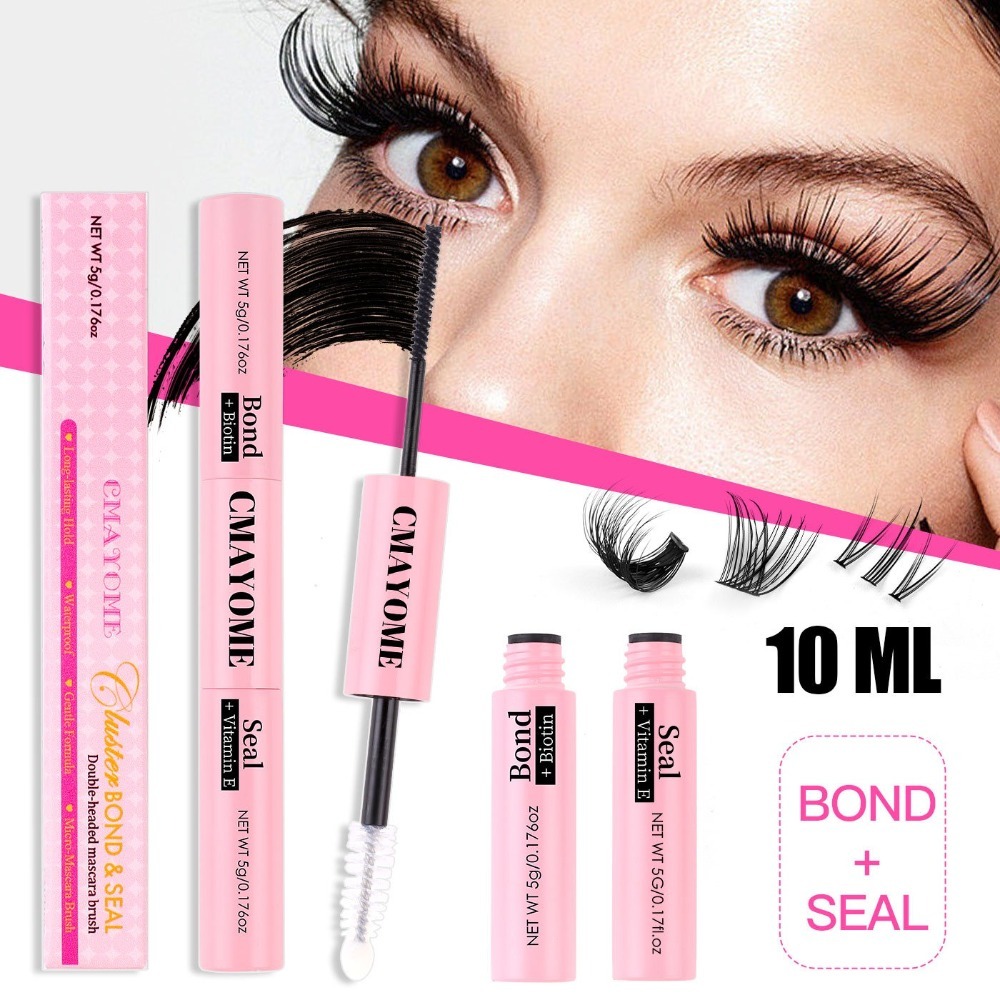 YOUMOOT Lash Bond และ Seal, หัวคู่ 2 In 1 Cluster Lash กาว, ติดทนนานกันน้ํา Extra Strong Hold กาวติดขนตาสําหรับคลัสเตอร์ต่อขนตา