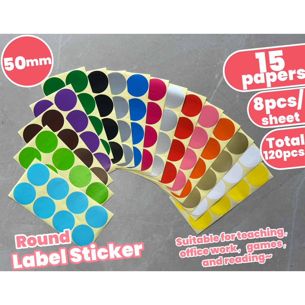 8 ชิ้น/แผ่นสี dot สติกเกอร์ป้าย 50 มม.ป้ายสีการจําแนก mark วางสติกเกอร์เครื่องเขียนนักเรียน,สติกเกอร์สีสันสดใส,8 ชิ้น/แผ่น