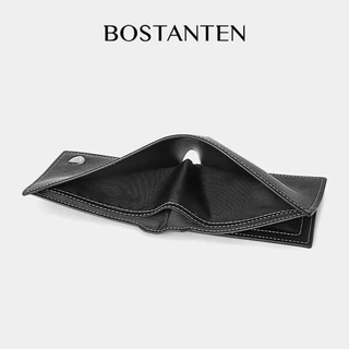 BOSTANTEN กระเป๋าสตางค์ผู้ชายใบสั้น สไตล์คลาสสิก หนัง PU ช่องใส่บัตรถอดได้ พร้อมกล่องของขวัญ