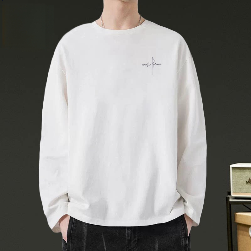 เสื้อยืดแขนยาวลายพิมพ์ทรงหลวมสำหรับผู้ชาย ไซส์ S-3XL ใส่สบายตลอดฤดูใบไม้ผลิfast shipping