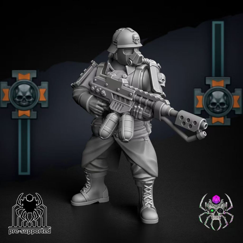 Crigg Death Army Flame Jet Warhammer 3D Printing White Model War Chess Board Game VWE9