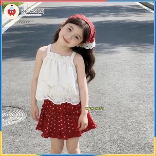 [+ผ้าคลุมศีรษะ] สาวหนูน้อยหมวกแดงหยิบเห็ดสาวน้อยน่ารักเด็กโครเชต์ปักลายจุด กางเกงชั้นใน เด็กสาม @-
