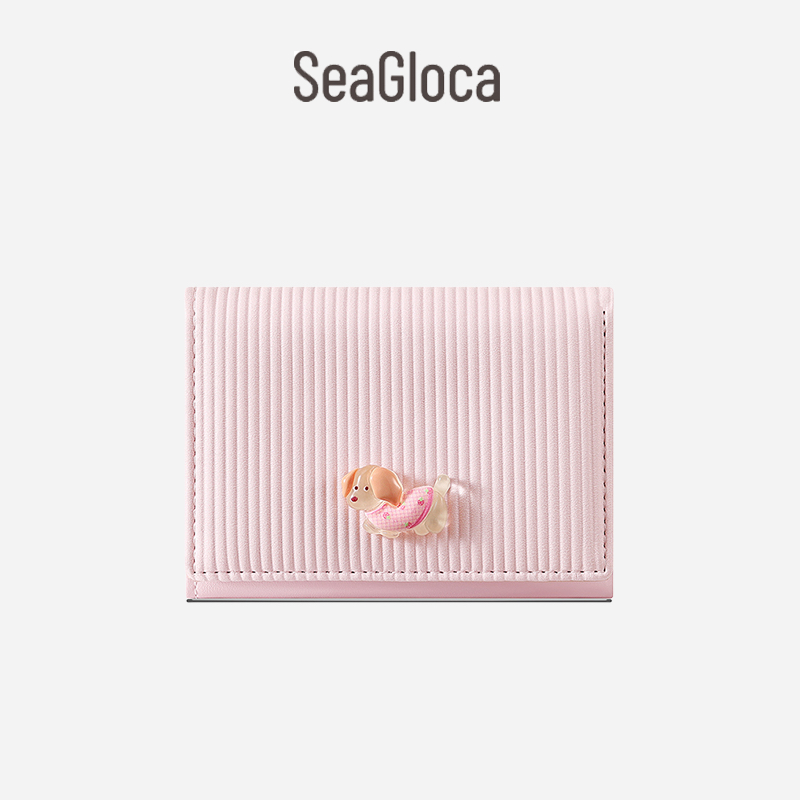 SeaGloca กระเป๋าสตางค์นุ่มนวลดีไซน์สไตล์การ์ตูนน่ารัก สีพาสเทลมีหลายช่องสำหรับผู้หญิง 2057