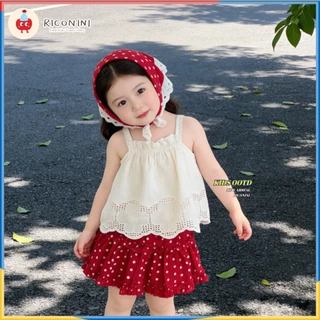 [+ผ้าคลุมศีรษะ] สาวหนูน้อยหมวกแดงหยิบเห็ดสาวน้อยน่ารักเด็กโครเชต์ปักลายจุด กางเกงชั้นใน เด็กสาม @-