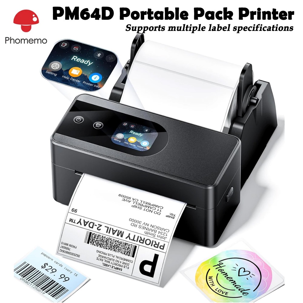 Phomemo PM64D thermal label printer suitable for small businesses shipping label printer wireless st