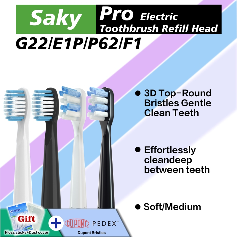 หัวแปรงสีฟันทดแทนสําหรับ Saky ใช้งานร่วมกับ G22/E1P/P62/F1 แพ็ค 6 ชิ้น