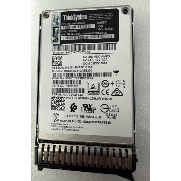 สําหรับ Lenovo 00YK327 00YK166 400G SAS SSD 12G 2.5 7N47A00124 ฮาร์ดไดรฟ์