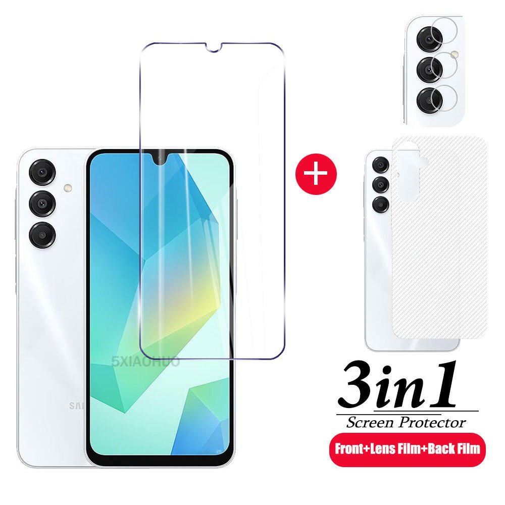 3in1 สําหรับ Samsung Galaxy A07 ฟิล์มกระจกนิรภัยสําหรับ Samsung Galaxy A17 A16 A06 หน้าจอป้องกัน + ฟ