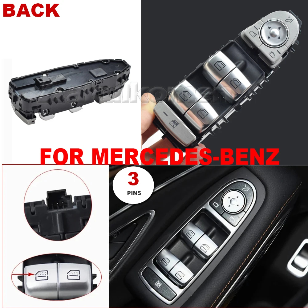 ปุ่มสวิตช์ควบคุมหน้าต่างหลักไฟฟ้าสําหรับ Mercedes-Benz S550 S63AMG S65AMG A2139054803