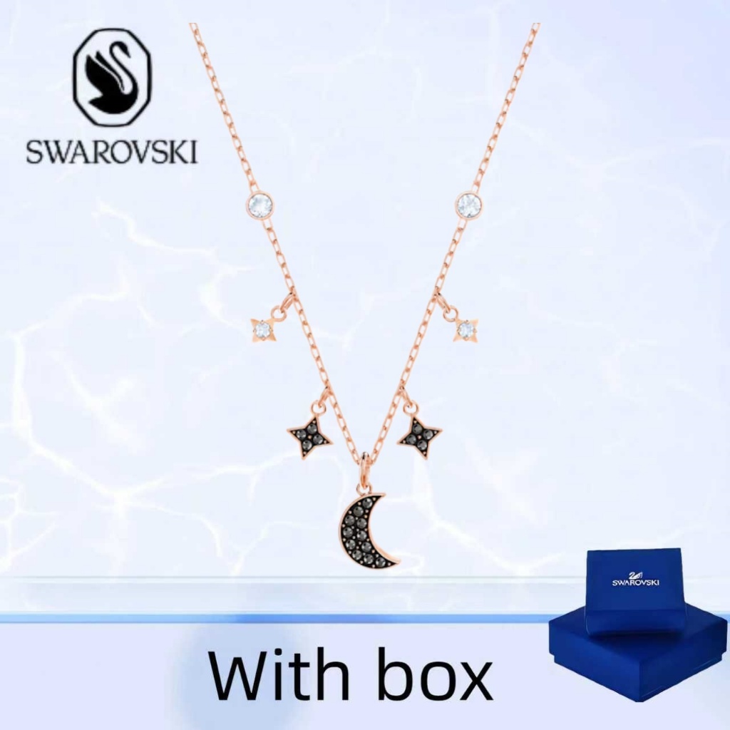สร้อยคอ Swarovski Symbolica Black Moon และ Star เครื่องประดับเงินแท้ พร้อมกล่อง