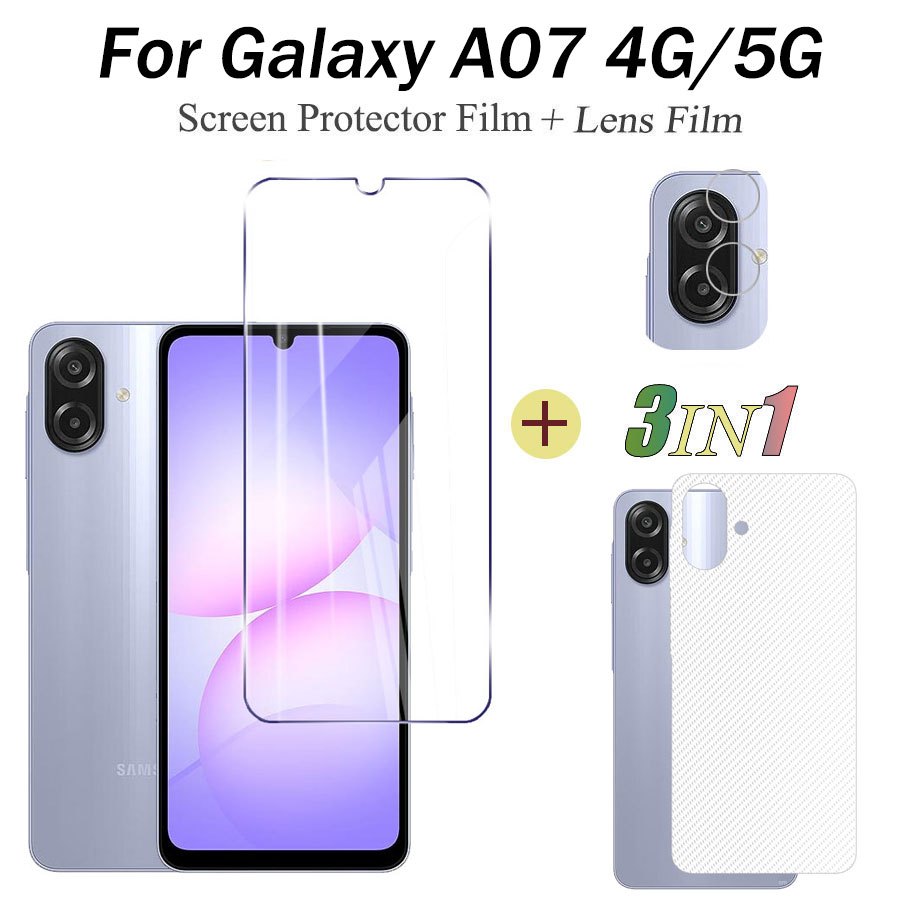 3in1 สําหรับ Samsung Galaxy A07 ฟิล์มกระจกนิรภัยสําหรับ Samsung Galaxy A06 A16 A17 หน้าจอป้องกัน + ฟ