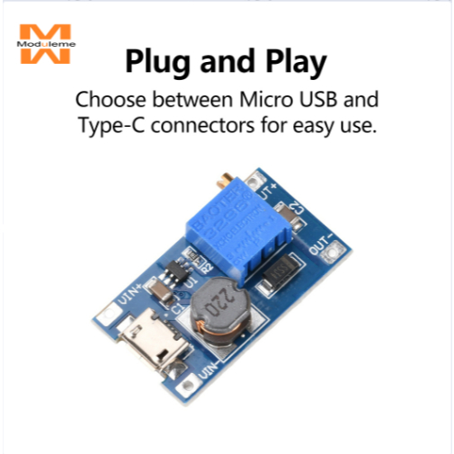2A Boost Board MT3608 DC-DC Boost Conversion Module Micro USB/Type-C