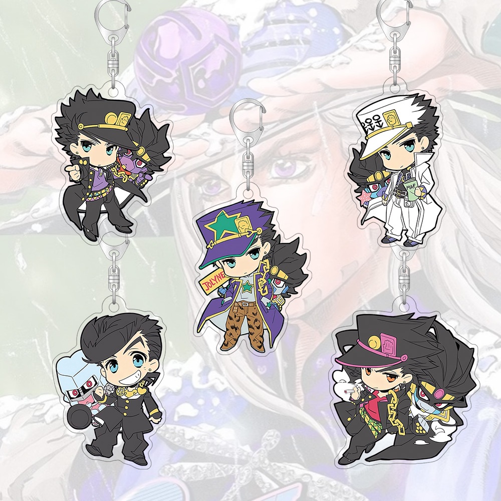 พวงกุญแจอะคริลิค JoJos Bizarre Adventure กระเป๋าน่ารักตกแต่งกระเป๋านักเรียนจี้ขนาดเล็กของขวัญ Key Ring