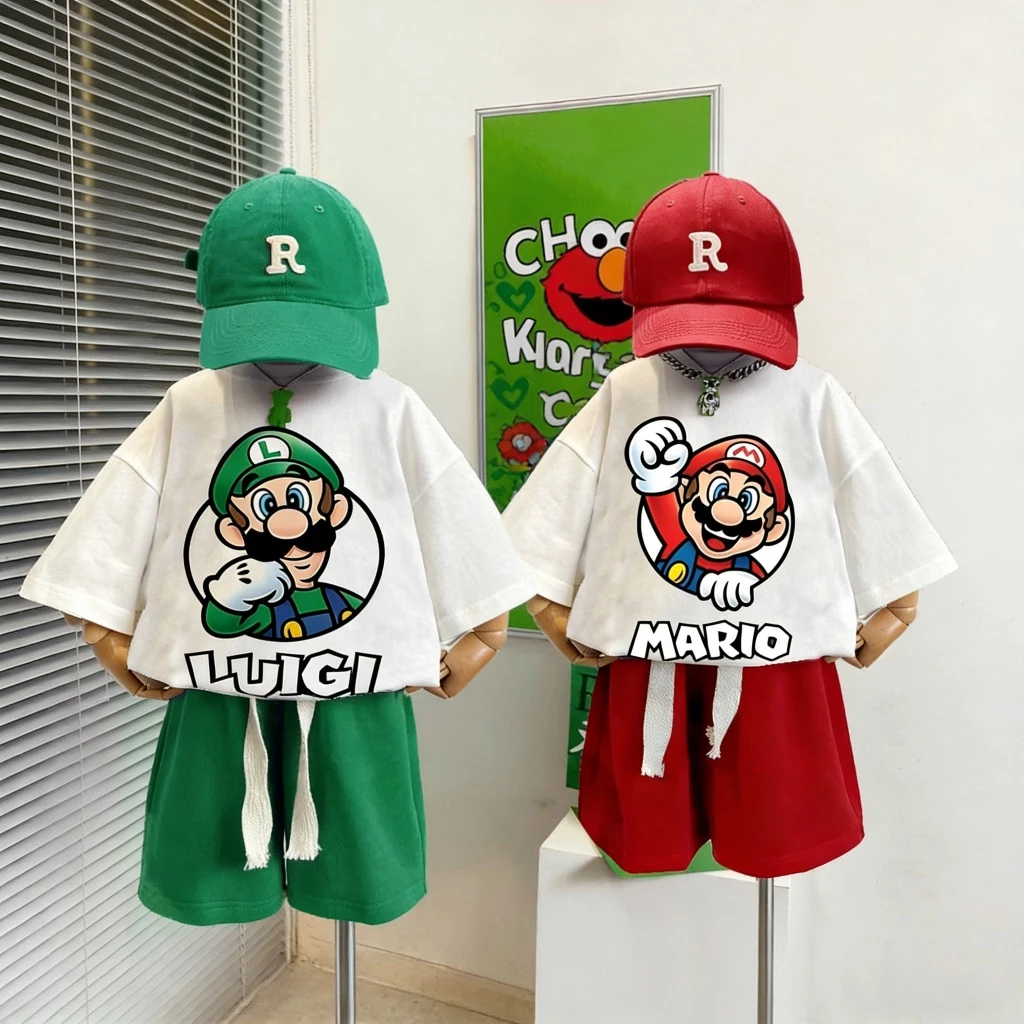 【จัดส่งภายใน 24 ชั่วโมง】เสื้อยืดเด็ก แขนสั้น เสื้อยืด Mario แขนสั้น ผ้าฝ้าย 100% ใส่สบาย ระบายอากาศดี Unisex