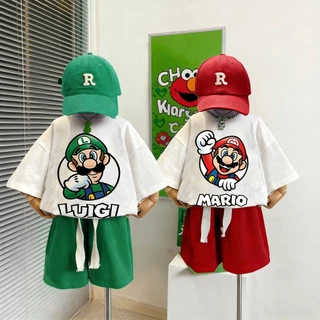 【จัดส่งภายใน 24 ชั่วโมง】เสื้อยืดเด็ก แขนสั้น เสื้อยืด Mario แขนสั้น ผ้าฝ้าย 100% ใส่สบาย ระบายอากาศดี Unisex