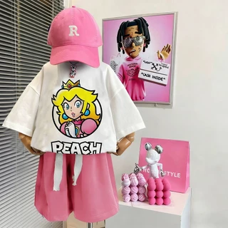 【จัดส่งภายใน 24 ชั่วโมง】เสื้อยืดเด็ก แขนสั้น เสื้อยืด Mario แขนสั้น ผ้าฝ้าย 100% ใส่สบาย ระบายอากาศดี Unisex