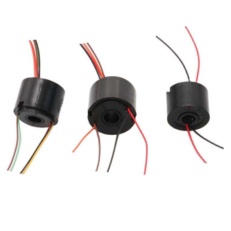 เส้นผ่านศูนย์กลางรู 7 มม. การนําไฟฟ้า Slipring 2/4/6 ช่อง 1.5A Hollow Shaft ไฟฟ้ารวบรวมแหวนลื่นหมุน 