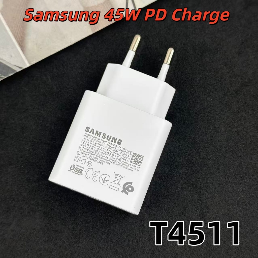 Samsung 45W PD Charger Super Fast Charging EP-T4511 สําหรับ Galaxy S25 Ultra Plus FE S24 S23 S22 A56