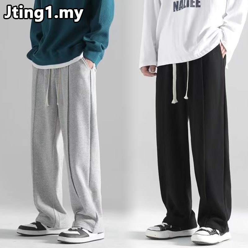 Seluar Slack Lelaki Baggy Lelaki Loose Sweatpants Men Light สีเทา Seluar Track Lelaki Baggy กางเกงผู