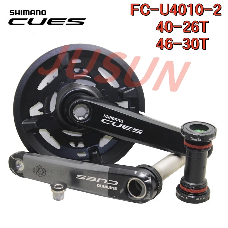ชุดแลป Crankset Shimano CUES U4010-2 สำหรับจักรยาน MTB ขนาด 29 นิ้ว ความเร็ว 2 ระดับ พร้อม HollowTech II BB-MT501