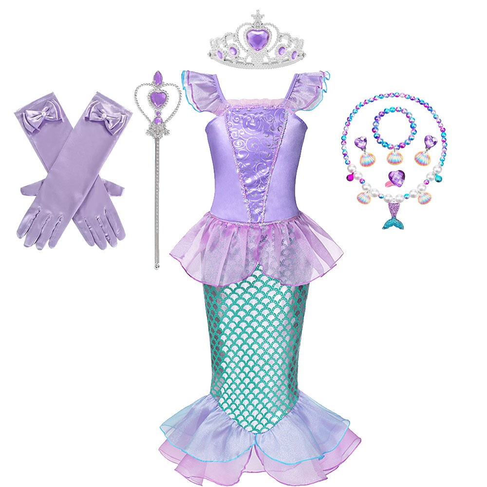 ชุดเดรส Little Mermaid Princess Ariel Performance คอสเพลย์ฮาโลวีนสําหรับเด็ก ปาร์ตี้เทศกาลวันเกิด