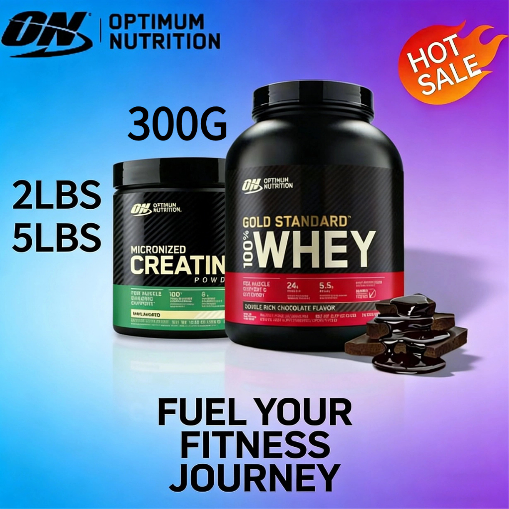 ON Gold Standard เวย์โปรตีน 100% (2lb/5lb) & Micronized Creatine Monohydrate (300g) - ชุดฝึกสร้างกล้ามเนื้อ
