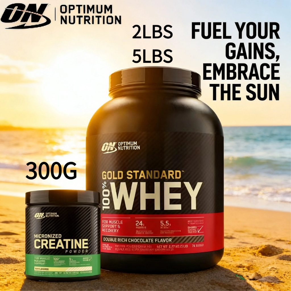 ON Gold Standard Whey Protein 2/5lbs+Creatine 300G Susuan Gym Bina Otot, เครื่องปั่นฟรีสําหรับ 5lbs/Combo