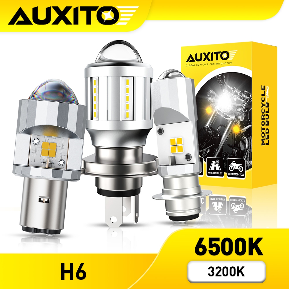 AUXITO 1PCS T19 P15D H6 LED ไฟหน้ารถจักรยานยนต์ Dual สี 3200K 6500K สีขาว 9-30V Canbus ฟรี