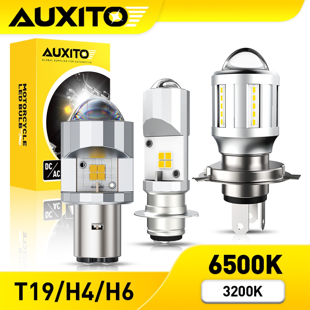 AUXITO 1PC T19 P15D H4 H6 LED ไฟหน้ารถจักรยานยนต์ Dual สี 3200K 6500K สีขาว/เหลือง สัญญาณเลี้ยว