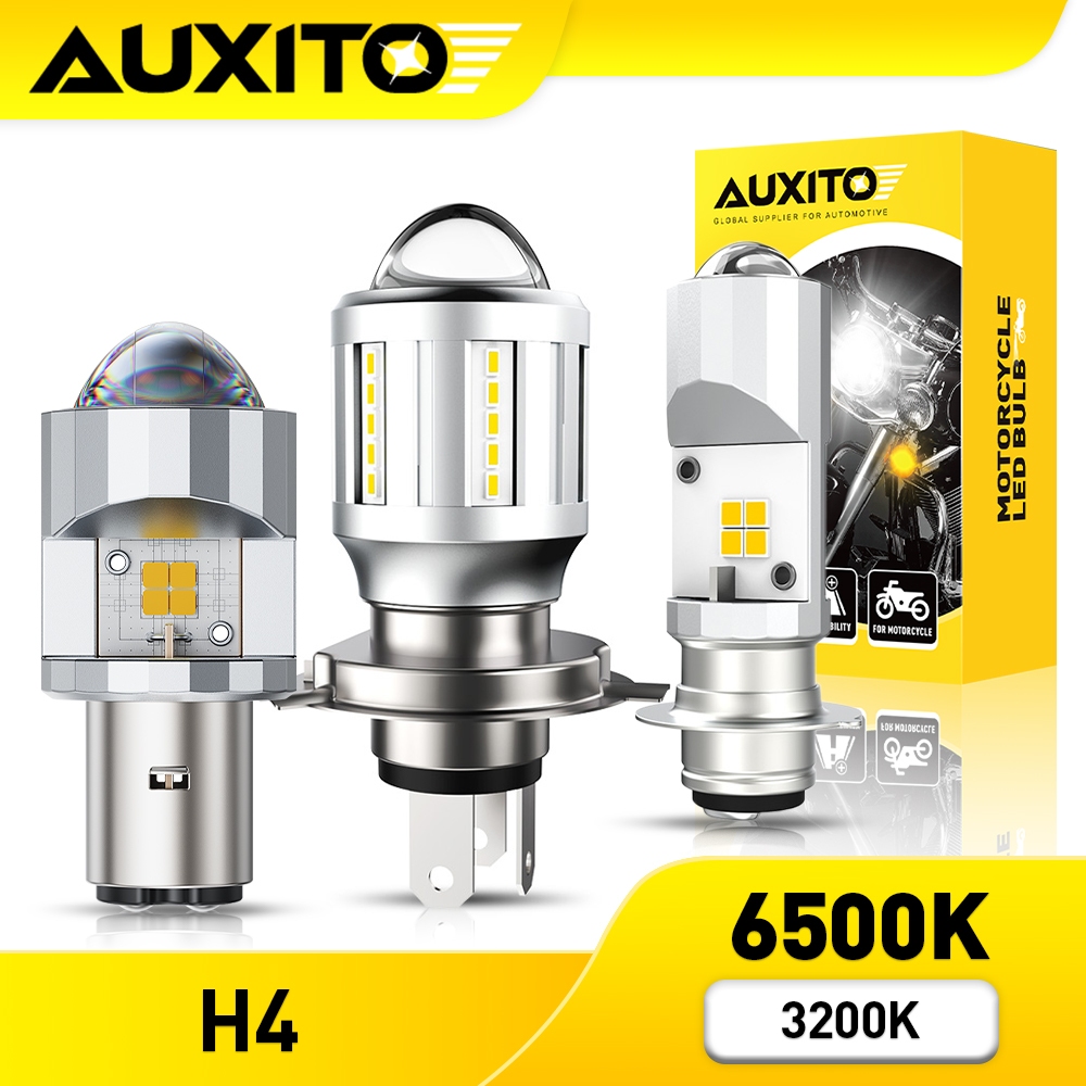 AUXITO 1PCS T19 P15D H4 H6 LED ไฟหน้าสําหรับรถจักรยานยนต์ ไฟหน้า Dual สี 3200K สีเหลือง 6500 สีขาว