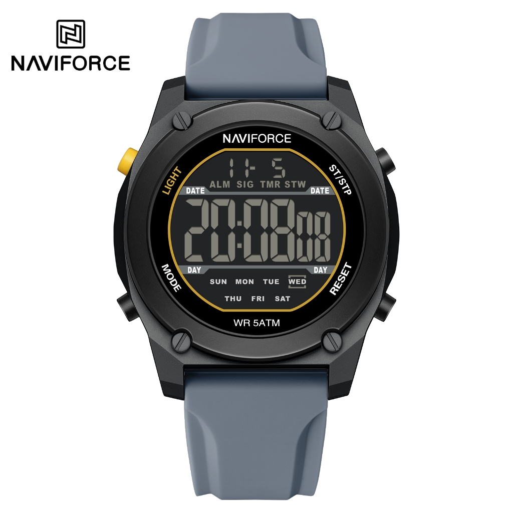 NAVIFORCE 7134 นาฬิกาดิจิตอลมัลติฟังก์ชั่น 5ATM กันน้ํา LED Backlight นาฬิกาสปอร์ต