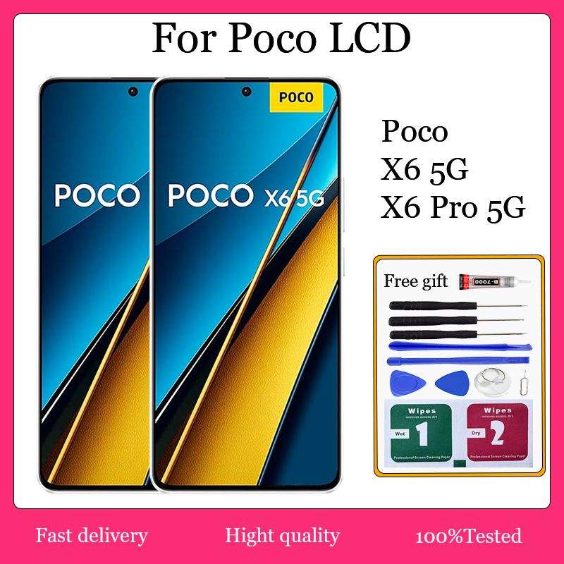 Original AMOLED สําหรับ Xiaomi Poco X6 5G // X6 Pro 5G จอแสดงผล LCD หน้าจอสัมผัสเปลี่ยน