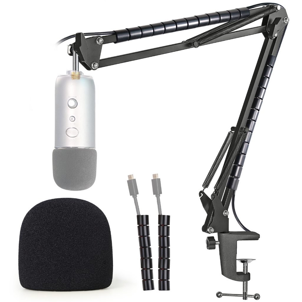 ขาตั้งไมค์เยติสีฟ้าพร้อมฝาปิดโฟมกระจก - ขาตั้งแขนบูมไมโครโฟนพร้อม Pop Filter ใช้งานร่วมกับ Blue Yeti