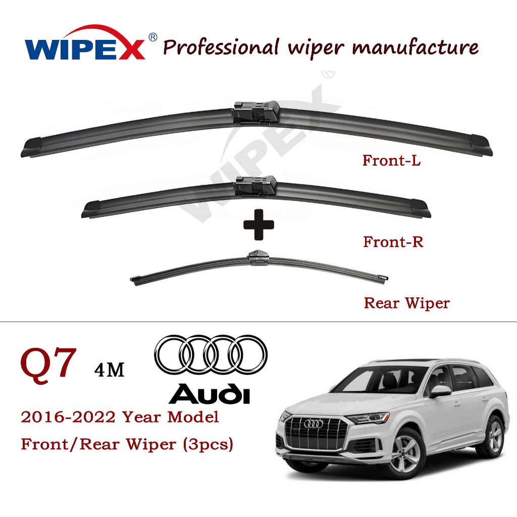 สําหรับ Audi Q7 SQ7 4M 2016-2022 รุ่น Q7 SUV ชุดใบปัดน้ําฝนหน้าต่างรถ (ซิลิโคนกล้วยหน้า/หลังเดิม) จาก Wipex