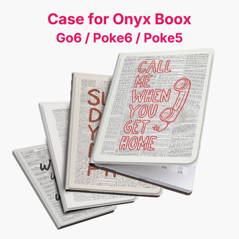 Murmelo เคสแม่เหล็ก Boox Go6 Poke6 Poke5 ไร้ขอบ บางพิเศษ ลายหนังสือพิมพ์วินเทจ พร้อมส่ง
