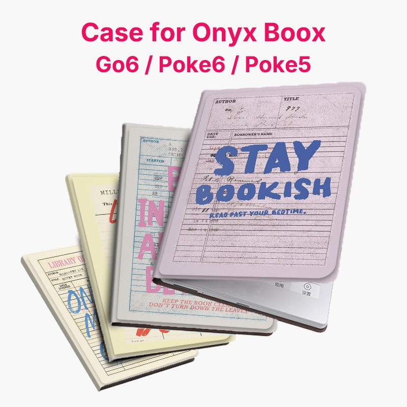 Murmelo เคสแม่เหล็ก Boox Go6 Poke6 Poke5 ไร้ขอบ บางพิเศษ ลายการ์ดห้องสมุดวินเทจ พร้อมส่ง