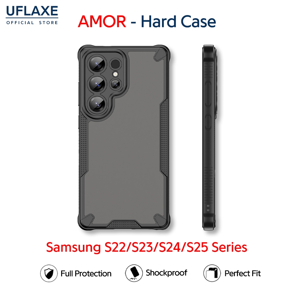 UFLAXE AMOR - เคส Samsung Galaxy S22 S23 S24 S25 Ultra - เคสแข็งกันกระแทกด้าน เคสโทรศัพท์กันรอยนิ้วมือการปกป้องเต็มรูปแบบ