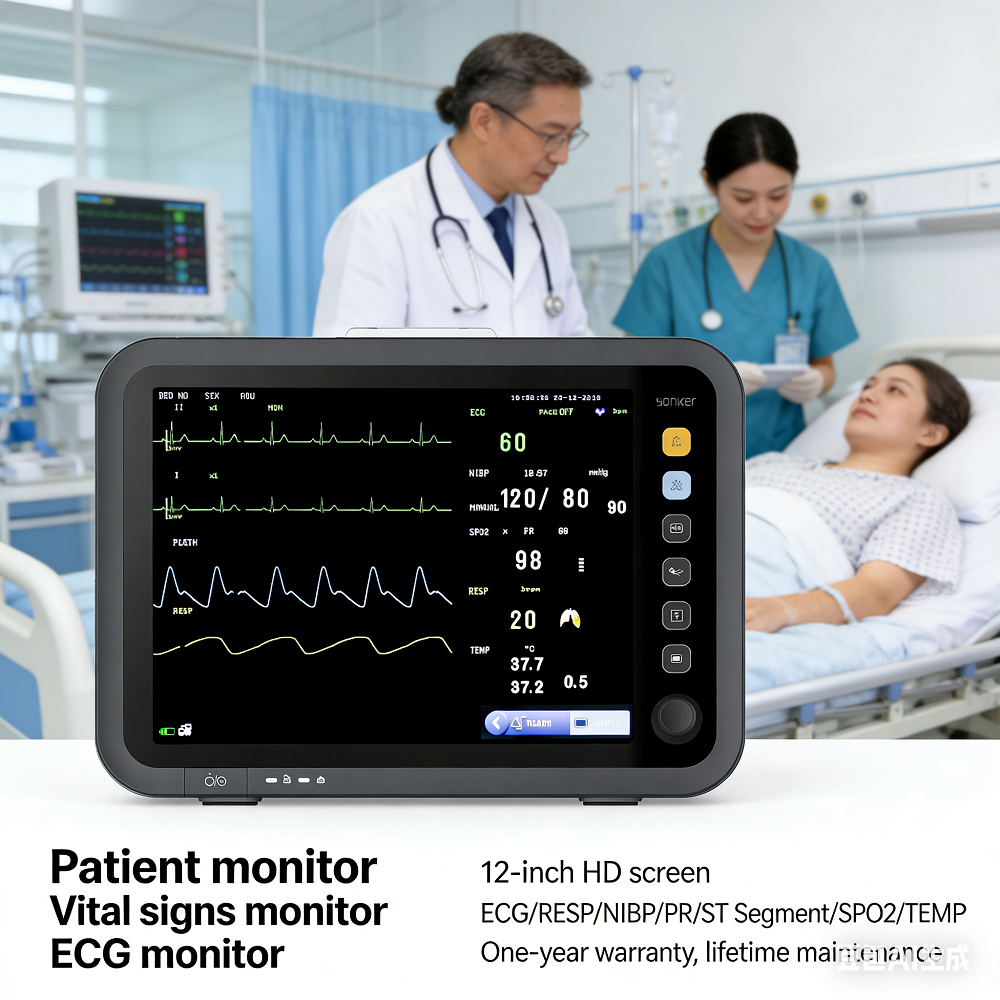 Medical 7 Parameters ผู้ป่วย Monitor 40 ซม.หน้าจอขนาดใหญ่ความแม่นยําสูง ECG การวิเคราะห์ Life Symbol
