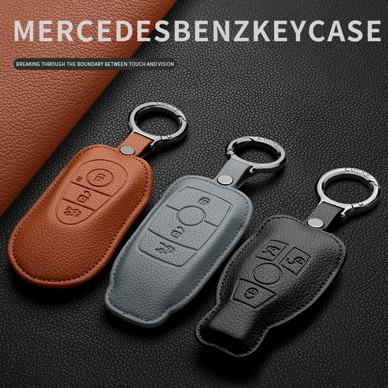 เคสกุญแจรถยนต์ Mercedes-Benz Car Key Case Leather เคสกุญแจรีโมทรถยนต์ W212 C260l Gle350 A200l Glb220 Glc300 W204 W212 Glc Gla W205 E300l Mercedes-Benz Key fob COVER