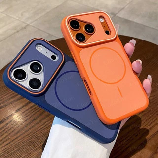 Matte สองสีแม่เหล็กชาร์จไร้สายเคสโทรศัพท์เข้ากันได้สําหรับ iPhone 17 16 15 14 13 12 11 Pro Max Plus กันกระแทกกันชนนุ่มกลับกรณีปกหลังปลอกสุนทรียศาสตร์
