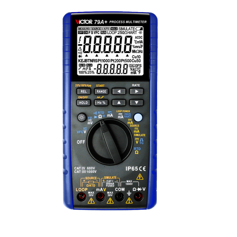 VICTOR 79A+2-in-1 มัลติมิเตอร์แบบดิจิตอลและโพรเซสสัญญาณ Calibrator DC แรงดันไฟฟ้า 50mV-1,000V 50mV-1