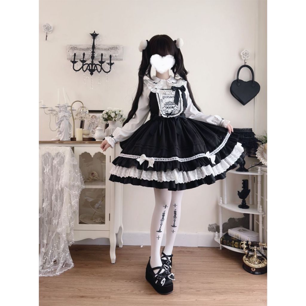 [Bear-Sweetheart] Lolita Dress - ชุดเดรสแขนกุด pink blue black Summer sleeveless dress熊熊甜心