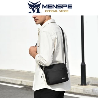 MENSPE กระเป๋าสะพายไหล่เดียวแฟชั่นสําหรับผู้ชายแนวนอนหลายกระเป๋าลําลองเรียบง่ายกระเป๋าสะพายข้างแบบพกพาความจุขนาดใหญ่