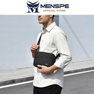 MENSPE กระเป๋าสะพายไหล่เดียวแฟชั่นสําหรับผู้ชายแนวนอนหลายกระเป๋าลําลองเรียบง่ายกระเป๋าสะพายข้างแบบพกพาความจุขนาดใหญ่