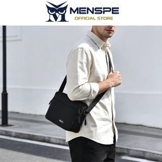 MENSPE กระเป๋าสะพายไหล่เดียวแฟชั่นสําหรับผู้ชายแนวนอนหลายกระเป๋าลําลองเรียบง่ายกระเป๋าสะพายข้างแบบพกพาความจุขนาดใหญ่
