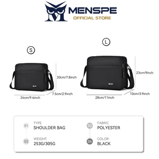 MENSPE กระเป๋าสะพายไหล่เดียวแฟชั่นสําหรับผู้ชายแนวนอนหลายกระเป๋าลําลองเรียบง่ายกระเป๋าสะพายข้างแบบพกพาความจุขนาดใหญ่